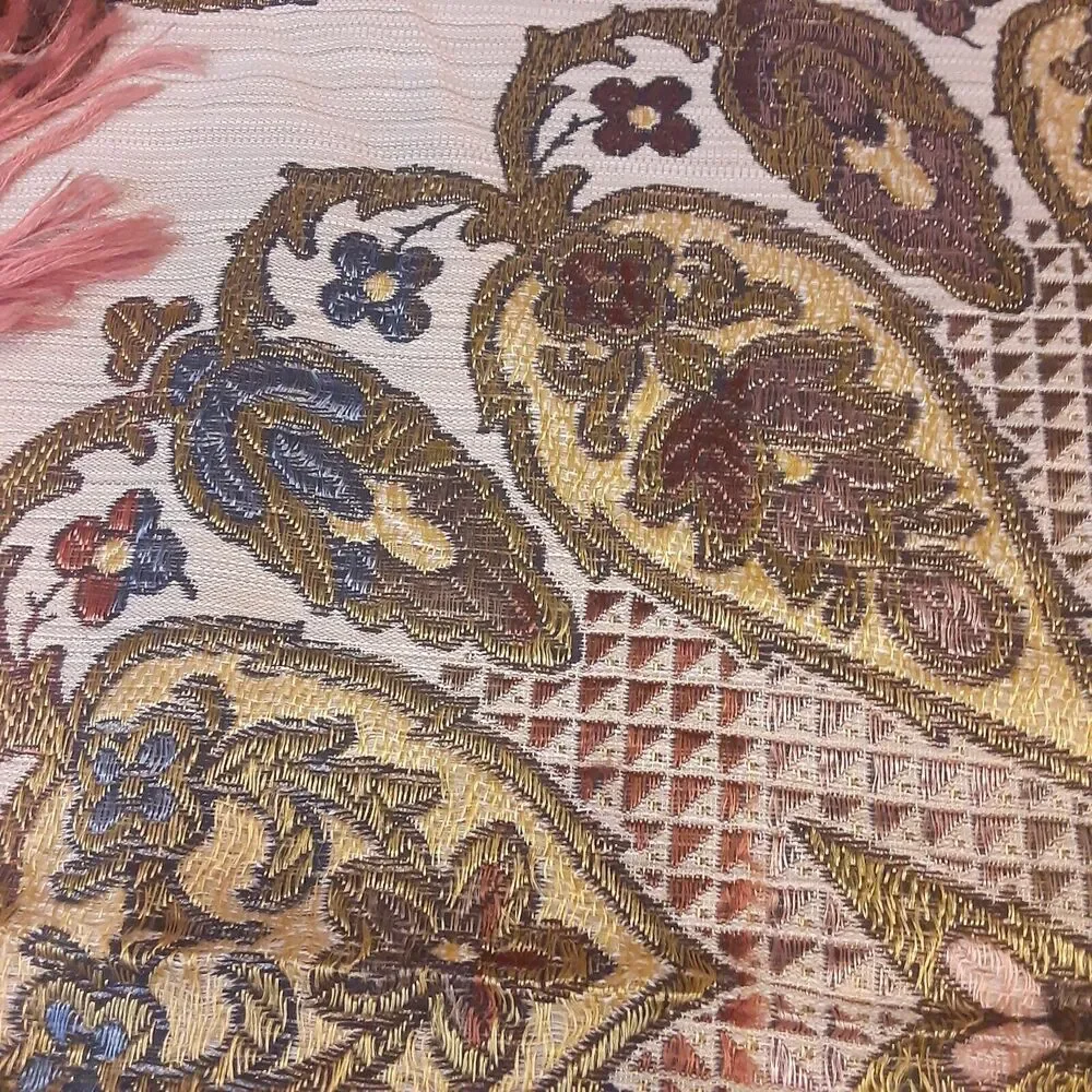 Vintage Woven And Fringed Tablecloth Middle Eastern Eclectic Urduian